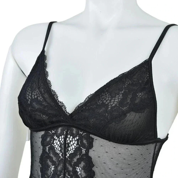 La Vie En Rose Sheer Chemise Lingerie Black Lace Sexy Size XS - Picture 4 of 8
